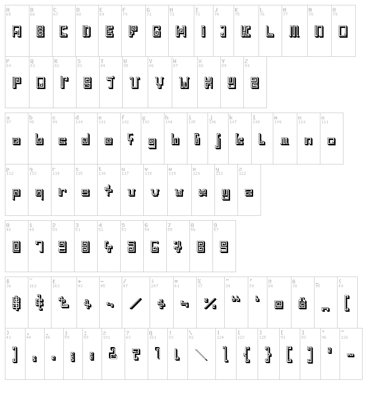 India Snake Pixel Labyrinth Game font map